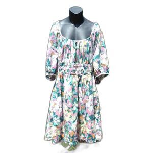 GAP Floral Scoop Neck Gauze Smocked Mini Dress Size XXL